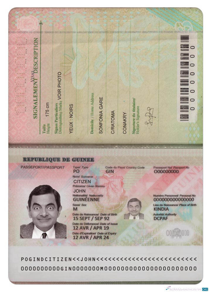 Download Guinea passport (2018 present) Photoshop template